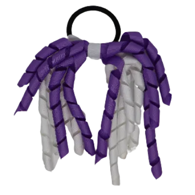 School Hair Accessories Short Curly Ponytail Streamer Hair Tie - Grape (28 colours options to pick from)