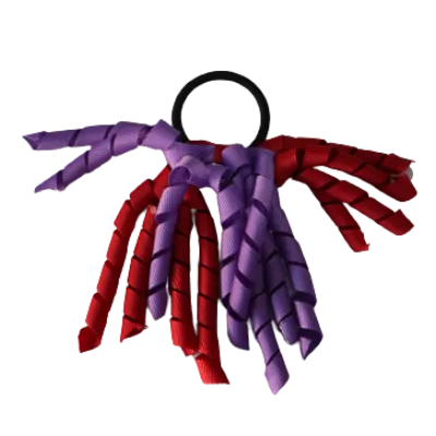 School Hair Accessories Short Curly Ponytail Streamer Hair Tie - Grape (28 colours options to pick from)