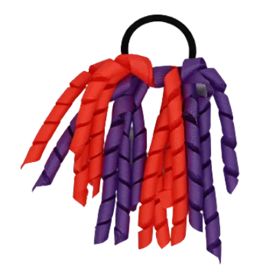 School Hair Accessories Short Curly Ponytail Streamer Hair Tie - Grape (28 colours options to pick from)