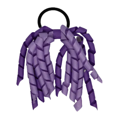 School Hair Accessories Short Curly Ponytail Streamer Hair Tie - Grape (28 colours options to pick from)