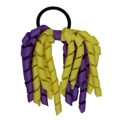 School Hair Accessories Short Curly Ponytail Streamer Hair Tie - Grape (28 colours options to pick from)