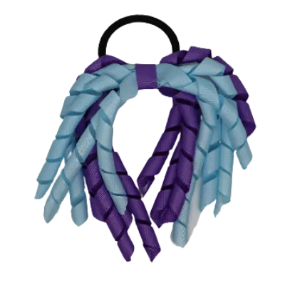 School Hair Accessories Short Curly Ponytail Streamer Hair Tie - Grape (28 colours options to pick from)
