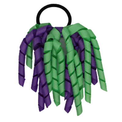 School Hair Accessories Short Curly Ponytail Streamer Hair Tie - Grape (28 colours options to pick from)