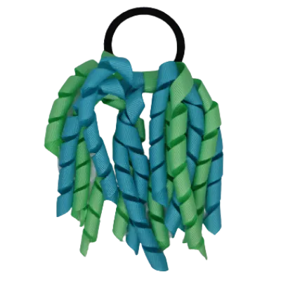 School Hair Accessories Short Curly Ponytail Streamer Hair Tie - Mint Green (28 colours options to pick from)