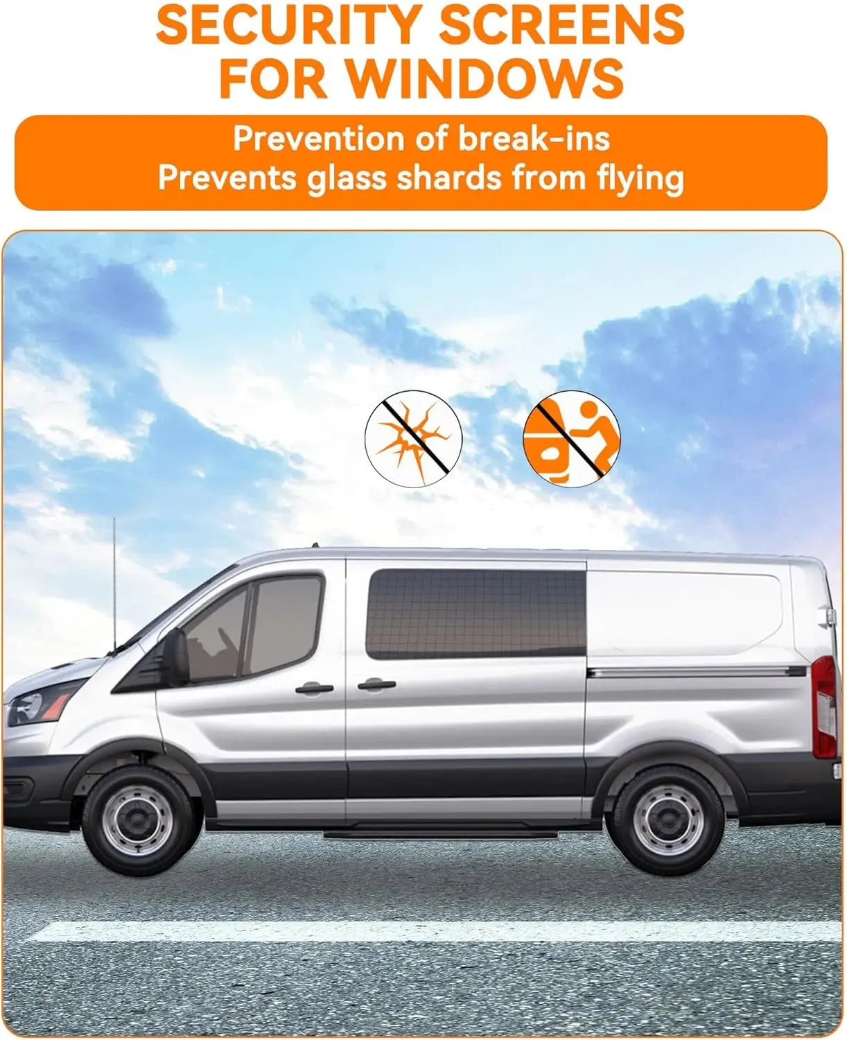 Side Security Window Screen for Ford Transit Low Roof