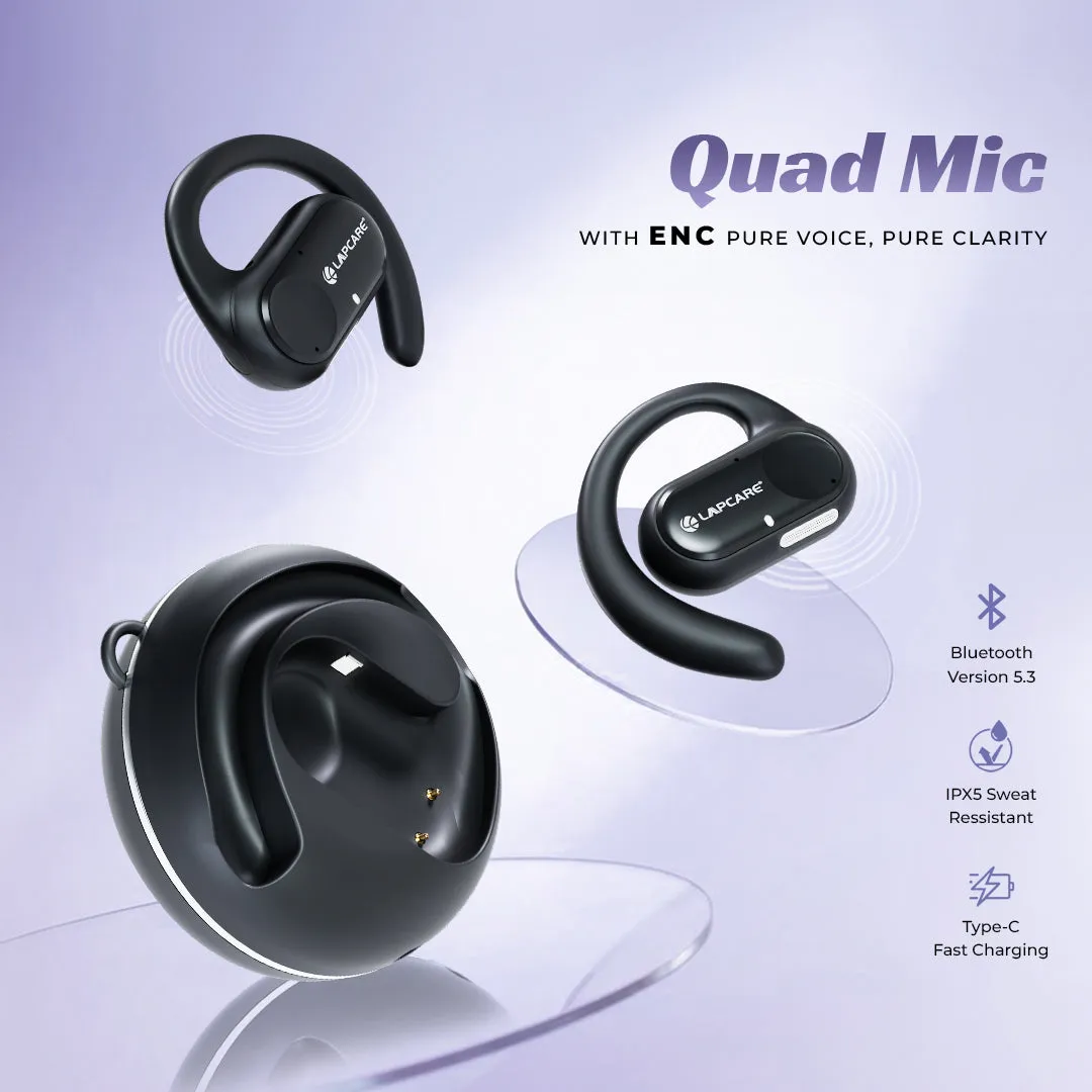Soulbuds Wireless Earbuds With 24Hrs* Playtime, Quad Mic & ENC - Black