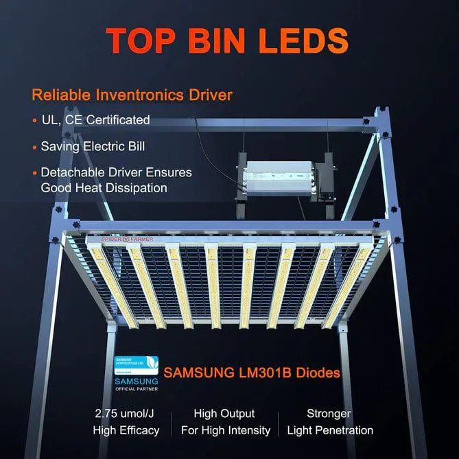Spider Farmer SE7000 LED Grow Light (730w) - 2.8umol/J