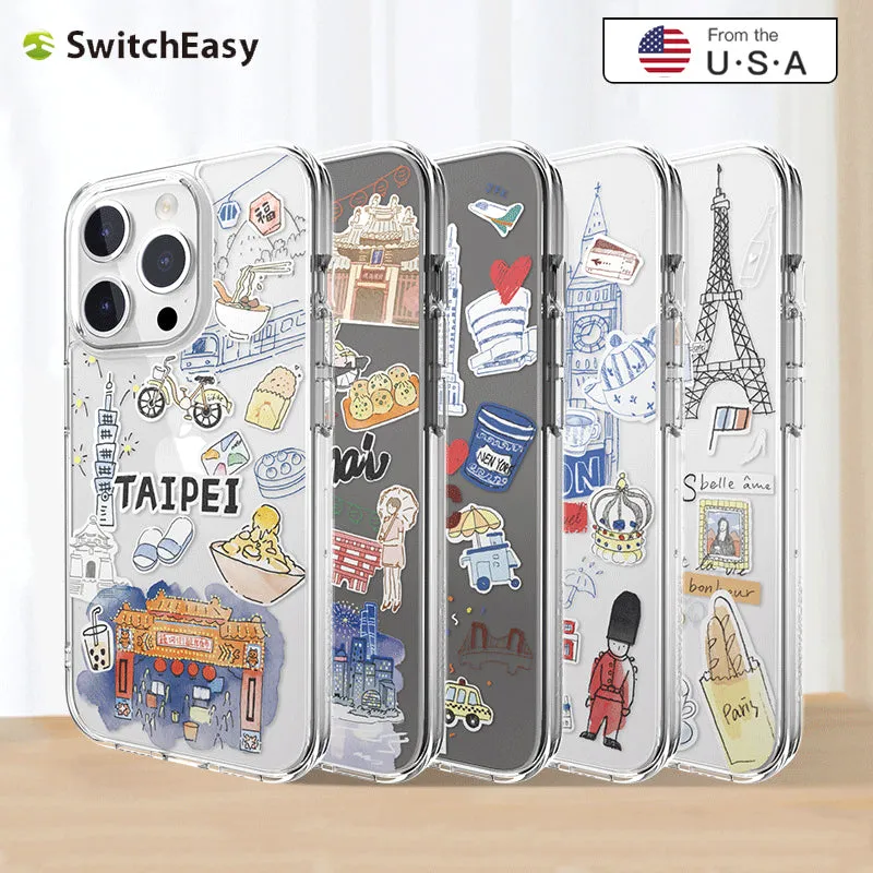 SwitchEasy City Hand-drawn Print AirBarrier Shockproof Clear Case Cover