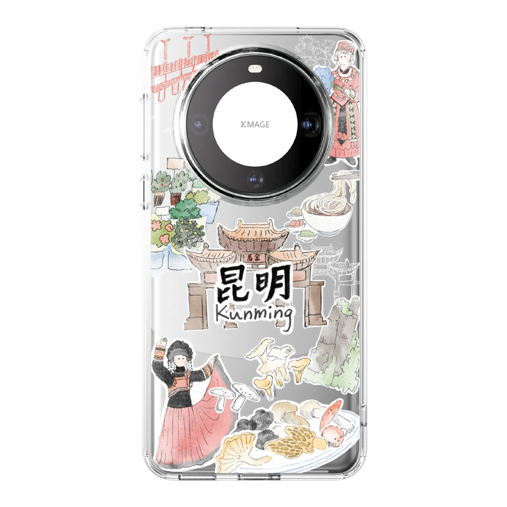 SwitchEasy City Hand-drawn Print AirBarrier Shockproof Clear Case Cover