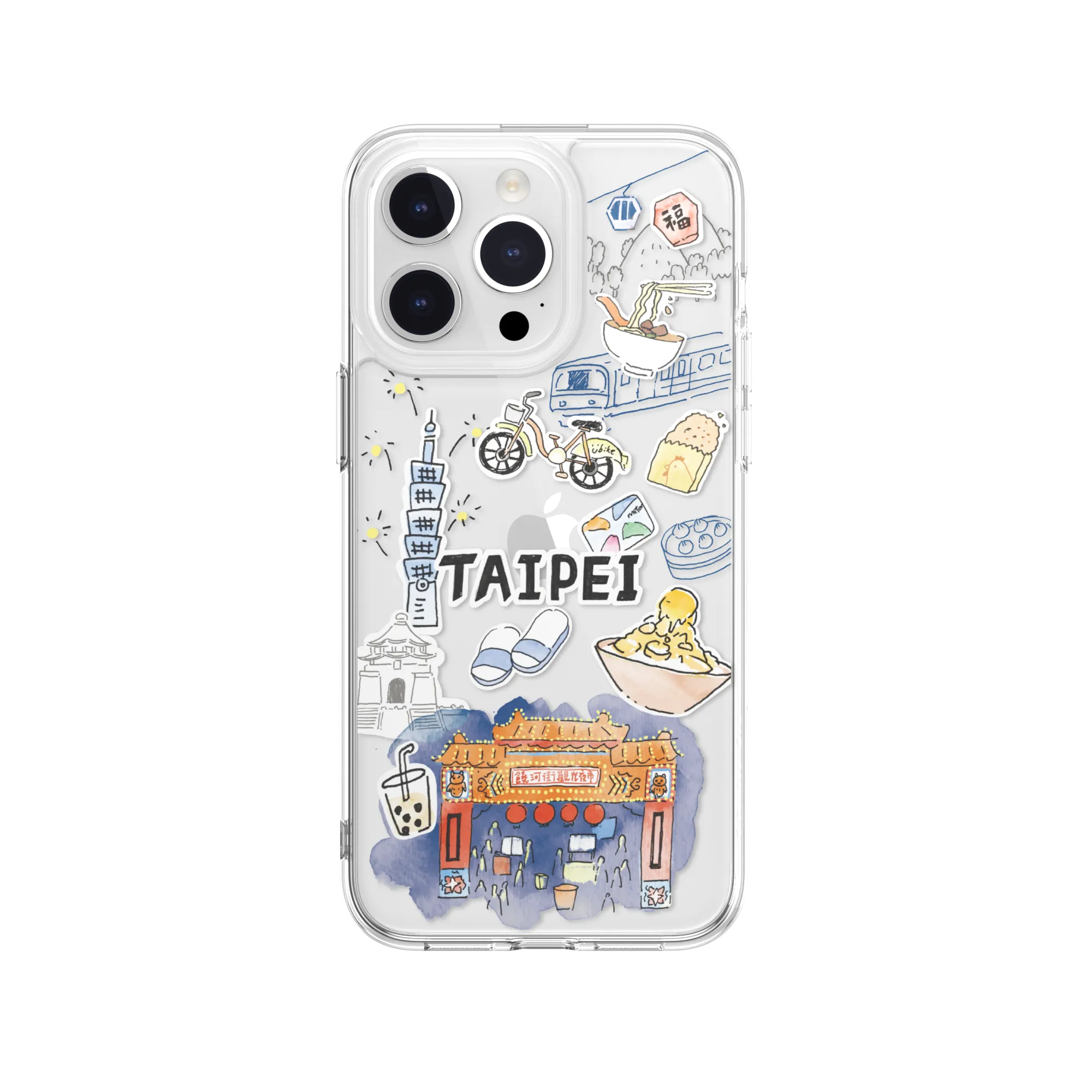 SwitchEasy City Hand-drawn Print AirBarrier Shockproof Clear Case Cover