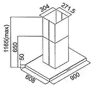 Tecno 90cm Island Hood ISA 9238 / SS Package 2