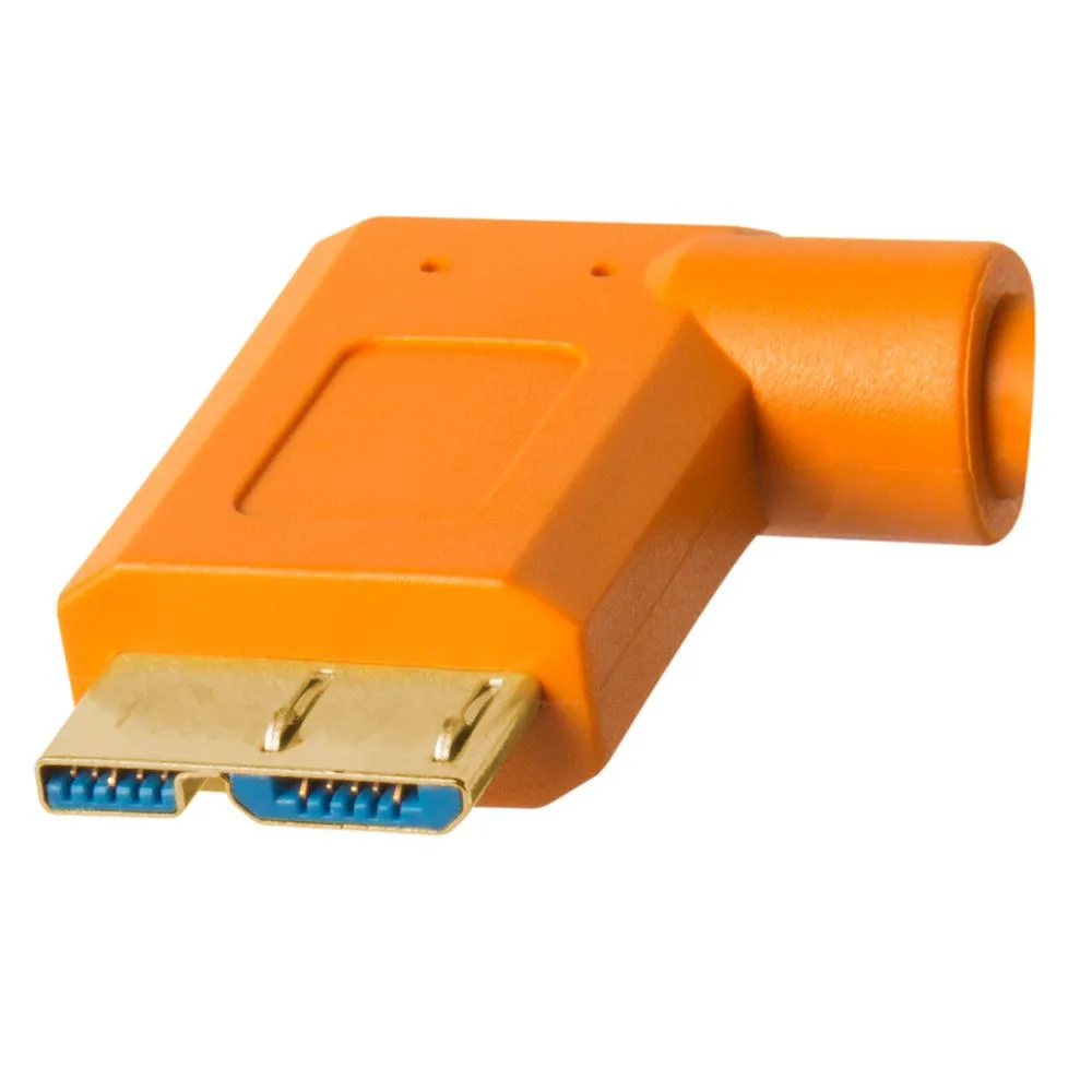 TetherPro USB 3 Micro-B Right Angle Cable 4.6m Hi-Vis Orange