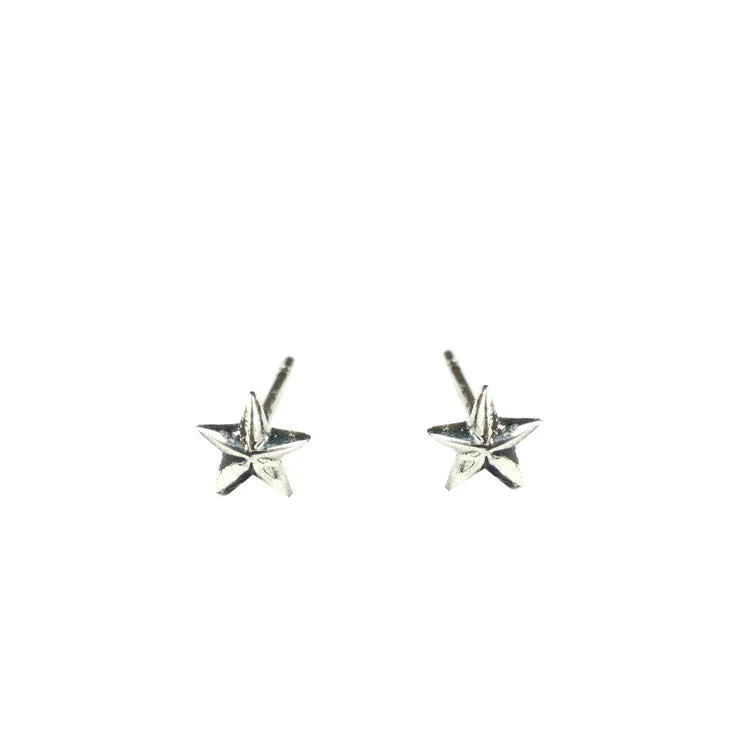Tiny Star Stud Earrings Silver