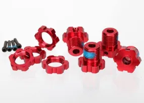Traxxas 5353R Wheel hubs splined 17mm (red-anodized) (4) wheel nuts splined 17mm (red-anodized) (4) screw pins 4x13mm (with threadlock) (4)