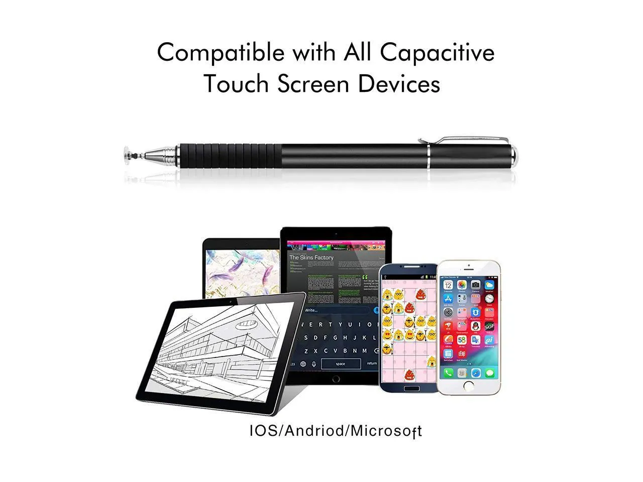 Universal Stylus[2-in-1] Stylus Pen Touch Screen Pens for All Touch Screens Cell phones Tablets Laptops with 6 Replacement Tips(4 Discs 2 Fiber Tips Included)