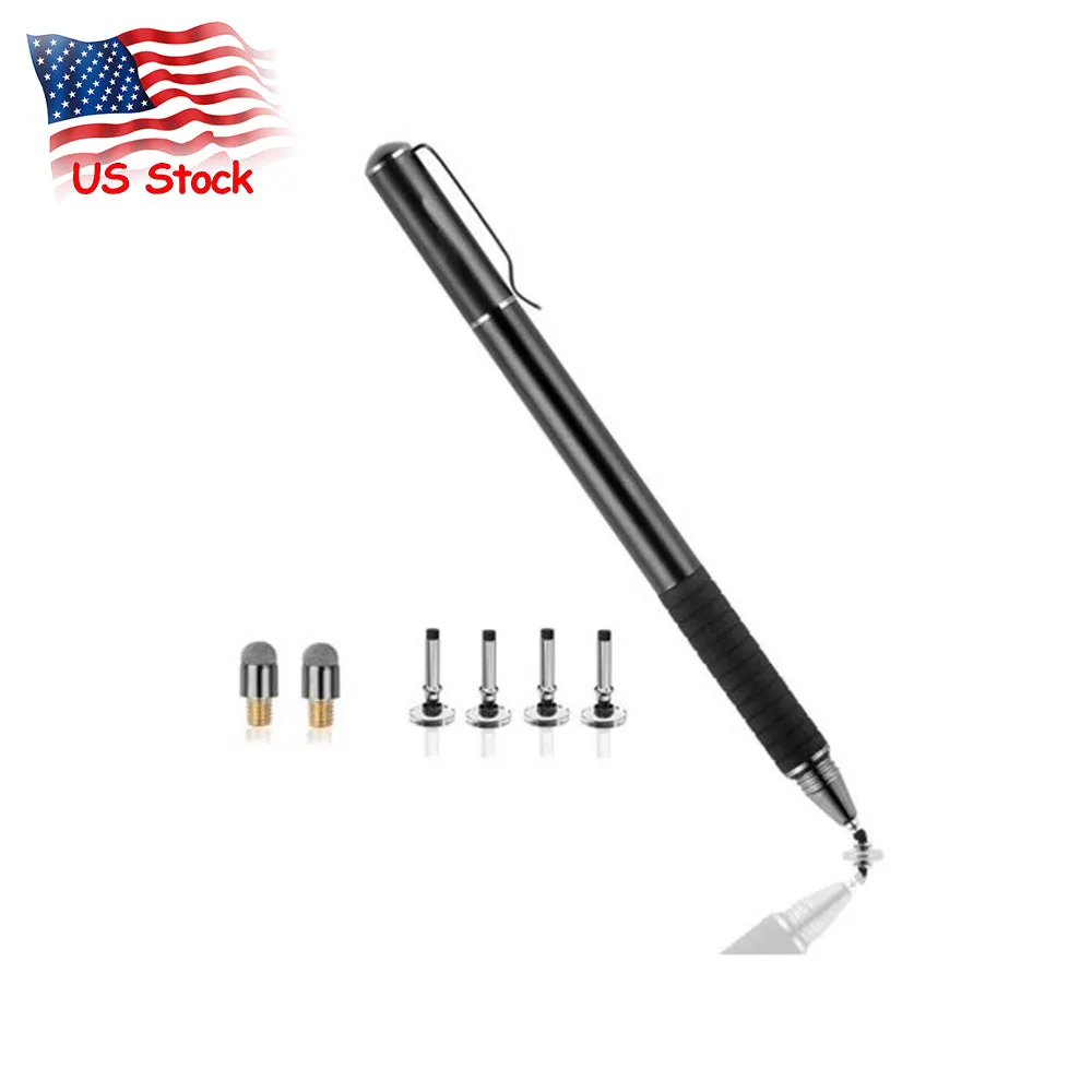 Universal Stylus[2-in-1] Stylus Pen Touch Screen Pens for All Touch Screens Cell phones Tablets Laptops with 6 Replacement Tips(4 Discs 2 Fiber Tips Included)