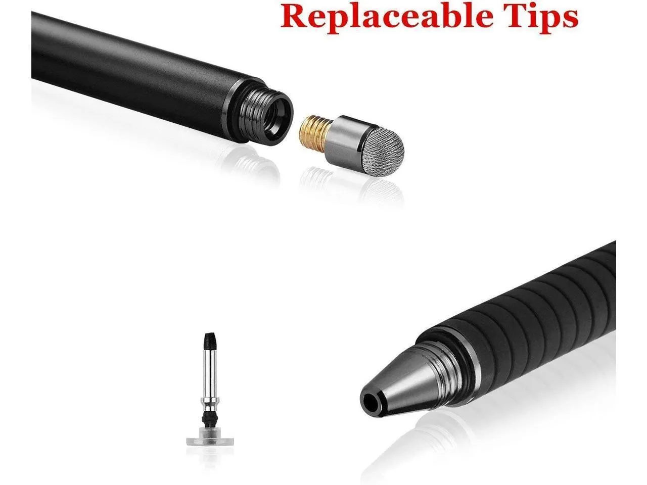 Universal Stylus[2-in-1] Stylus Pen Touch Screen Pens for All Touch Screens Cell phones Tablets Laptops with 6 Replacement Tips(4 Discs 2 Fiber Tips Included)