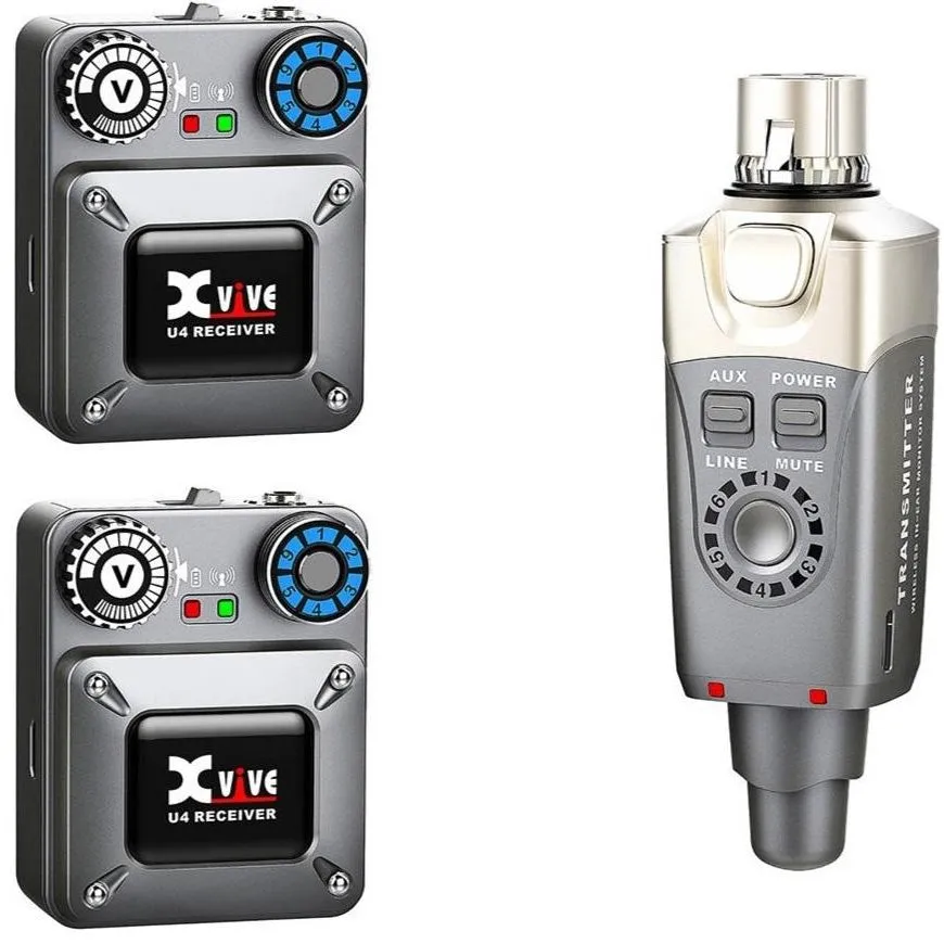 Xvive U4R2 In-Ear Monitor Wireless System, 1 Transmitter, 2 Receivers