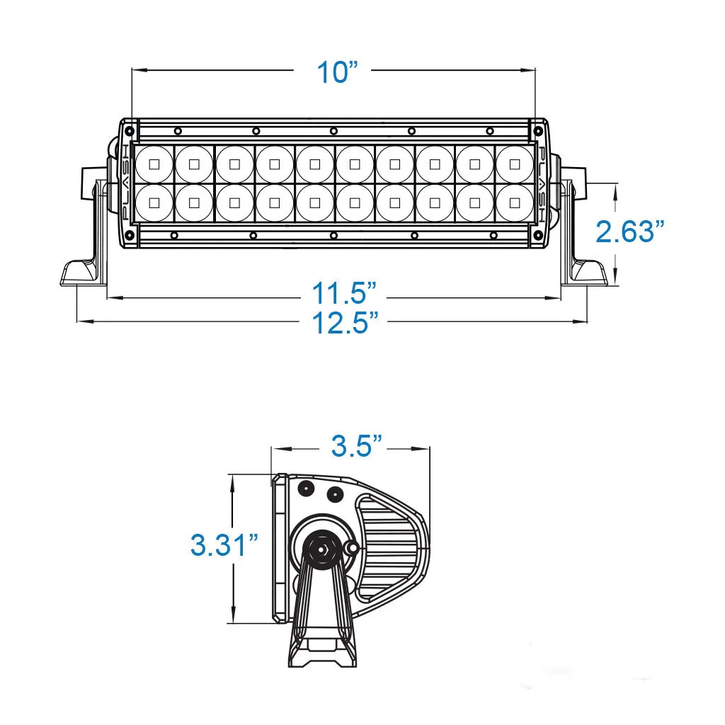 XX-Series LED Light Bar - 10" - Marine Black (5W) - 120° Scene Beam