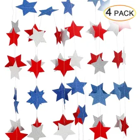 YIWA 4th of July Decorations Patriotic Star Party Hanging Ornaments Set
